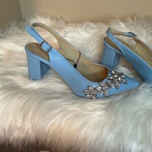 Sultan Blue Bridal Heels with Crystal Accents